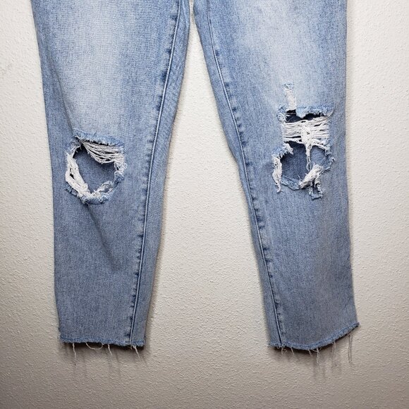 Pacsun Women's Sz 28 Distressed Highrise Straight Leg Jeans Light Wash - Picture 3 of 8